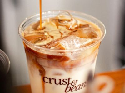 An image of crust and beans caramel macchiato