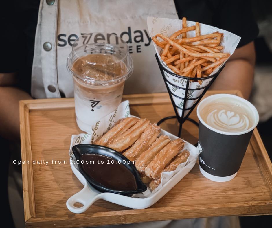 an image of seven days coffee snacks and coffee.