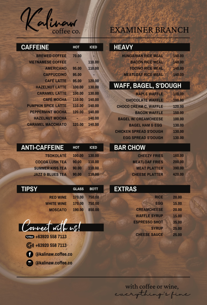 An image of Kalinaw Coffee Co. Menu