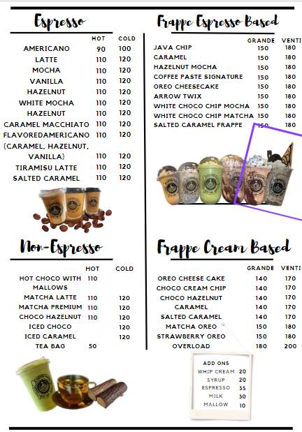 an image of coffee paste menu