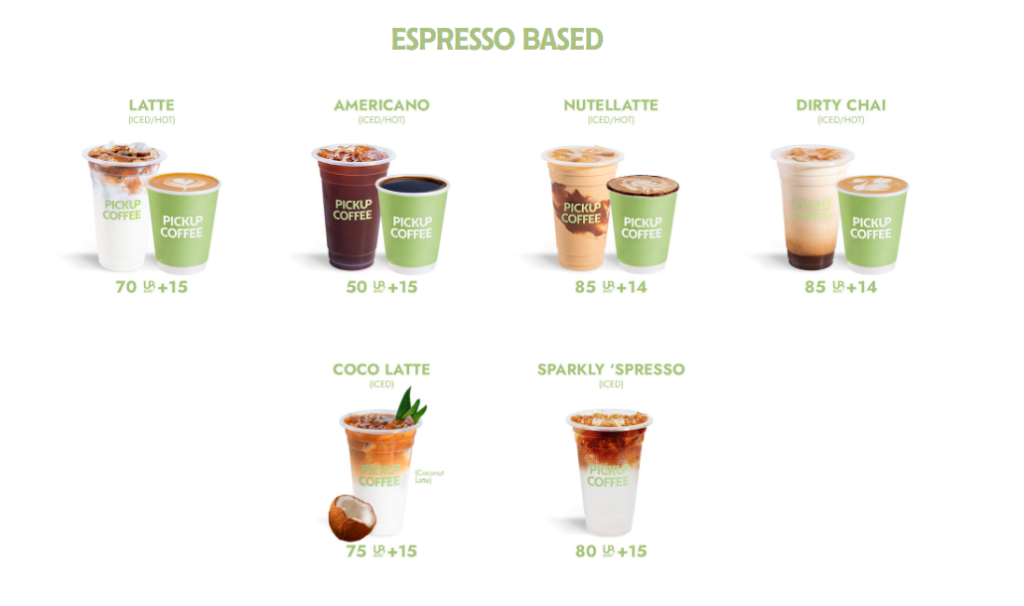 pickup coffee menu